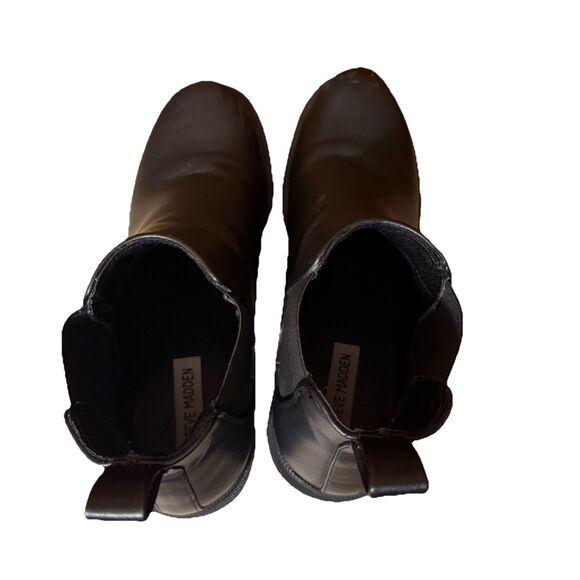 Steve Madden Womens Boot Ladies Fashion Ankle Bootie Black Chunky Heel 10 - Picture 4 of 5